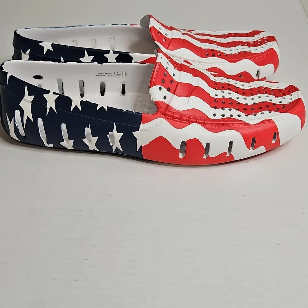 Floaters Mens Country Club Driver Size 12 Boat Shoes, American Flag